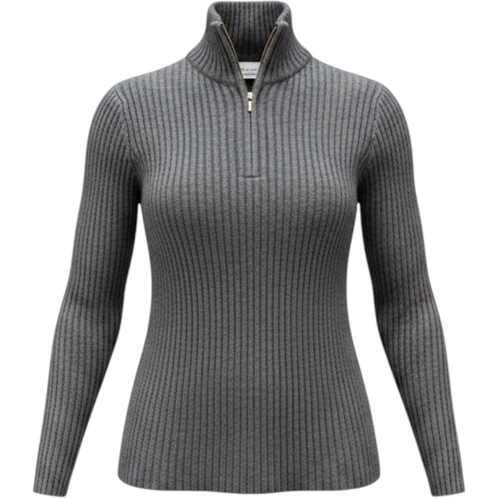 Garnet Hill Womens Gray 100% Cashmere Ribbed Quarter Zip Sweater Size Small